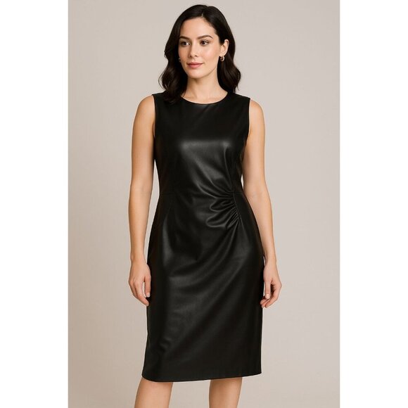 Sachin & Babi Dresses & Skirts - Sachin & Babi Holiday Party Diana Black Faux Leather Sleeveless Dress Size 14